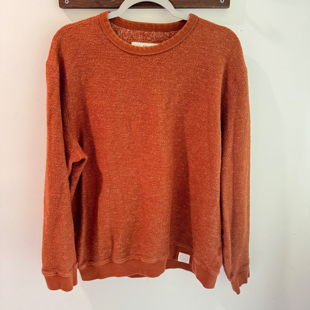 Mollusk California Mens Wave Patch Crew Sweatshirt Burnt Orange Rust Size Large